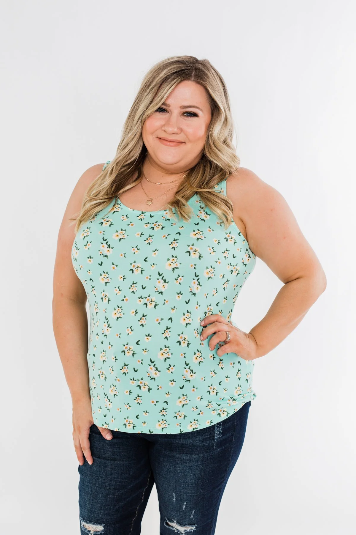 Easily Attracted Floral Tank Top- Mint - Image 5