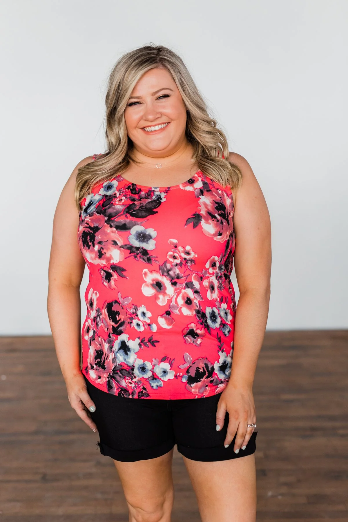 Easily Attracted Floral Tank Top- Neon Pink - Image 2