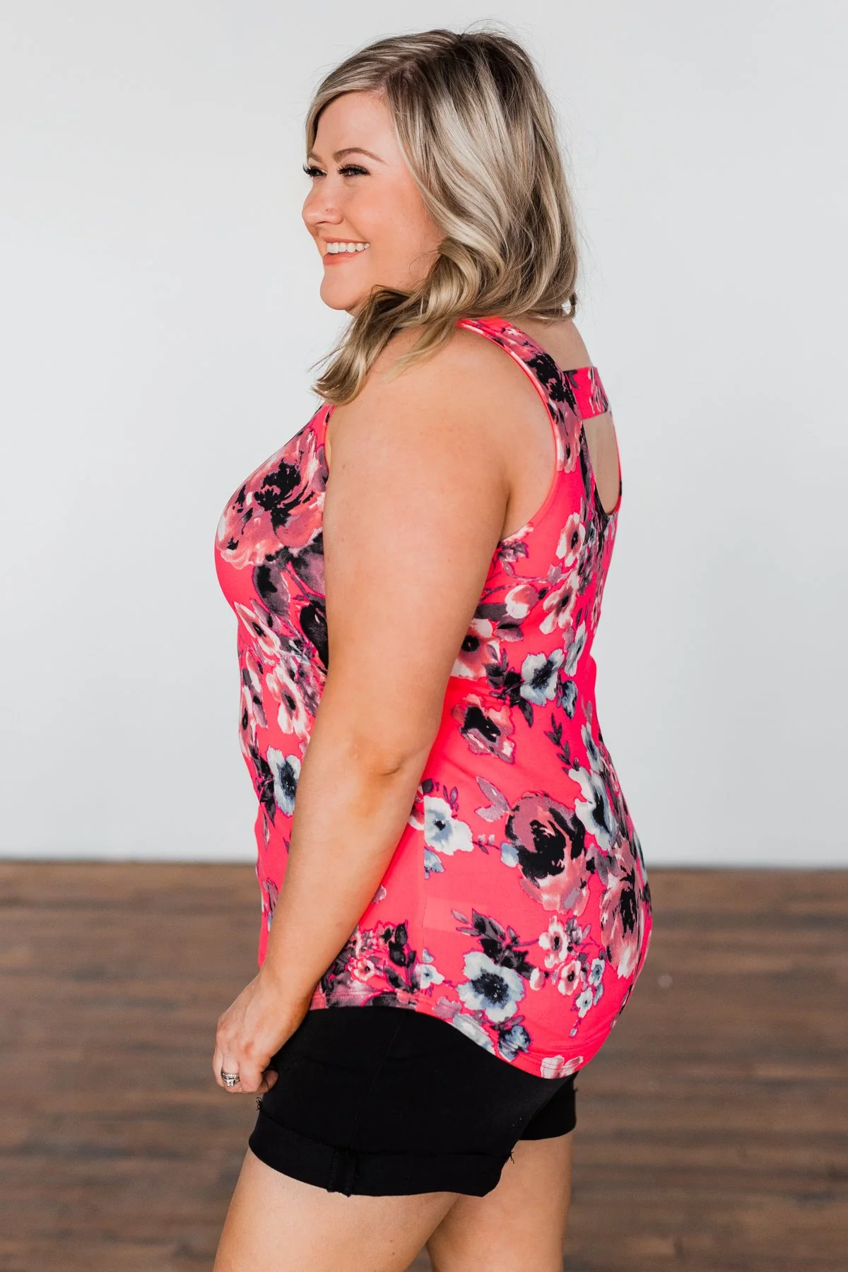 Easily Attracted Floral Tank Top- Neon Pink - Image 7