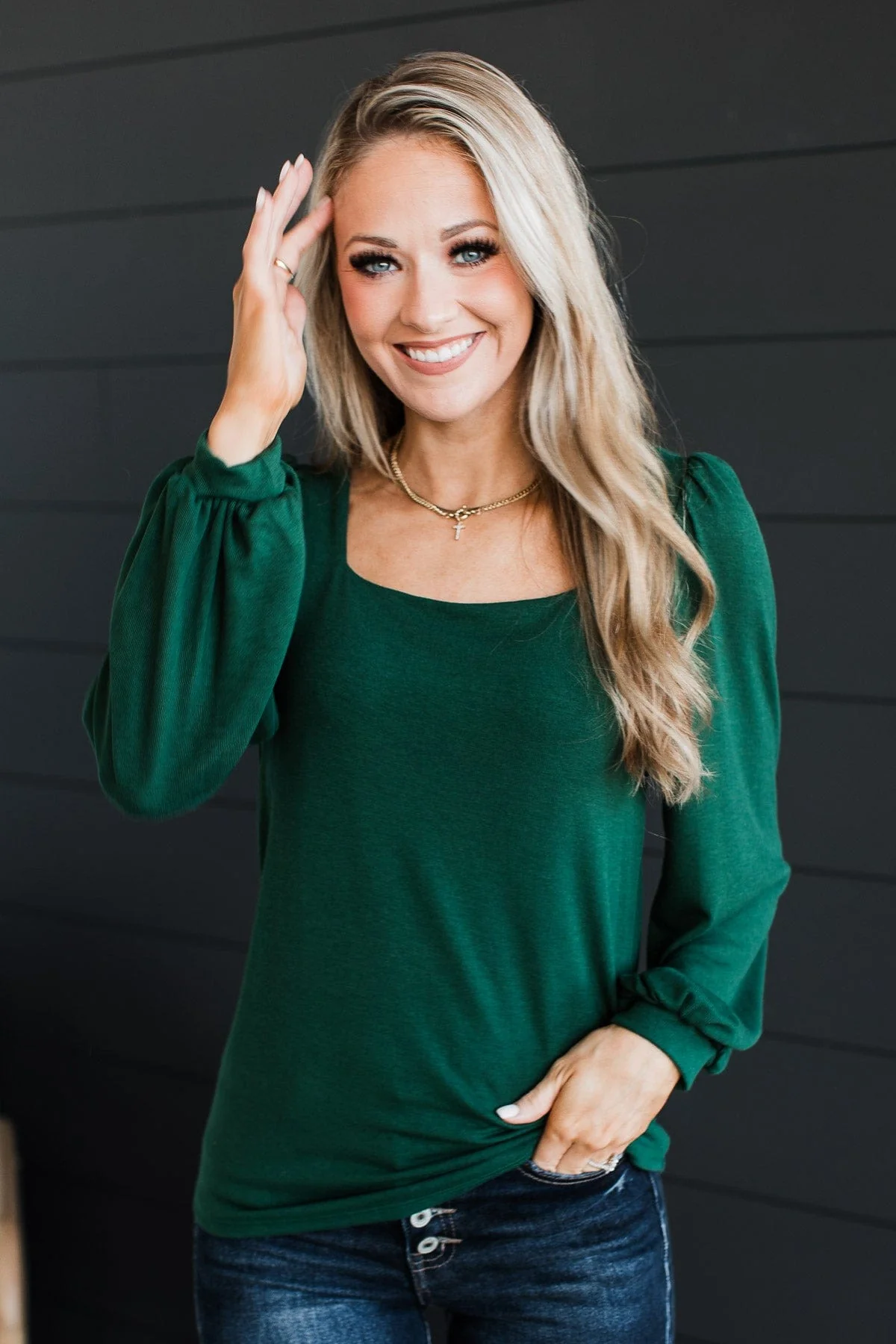 Easily Enchanting Knit Top- Hunter Green - Image 5