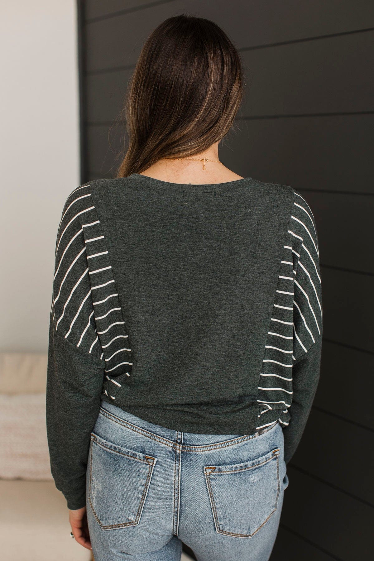 Easily Persuaded Dolman Sleeve Top- Charcoal - Image 6