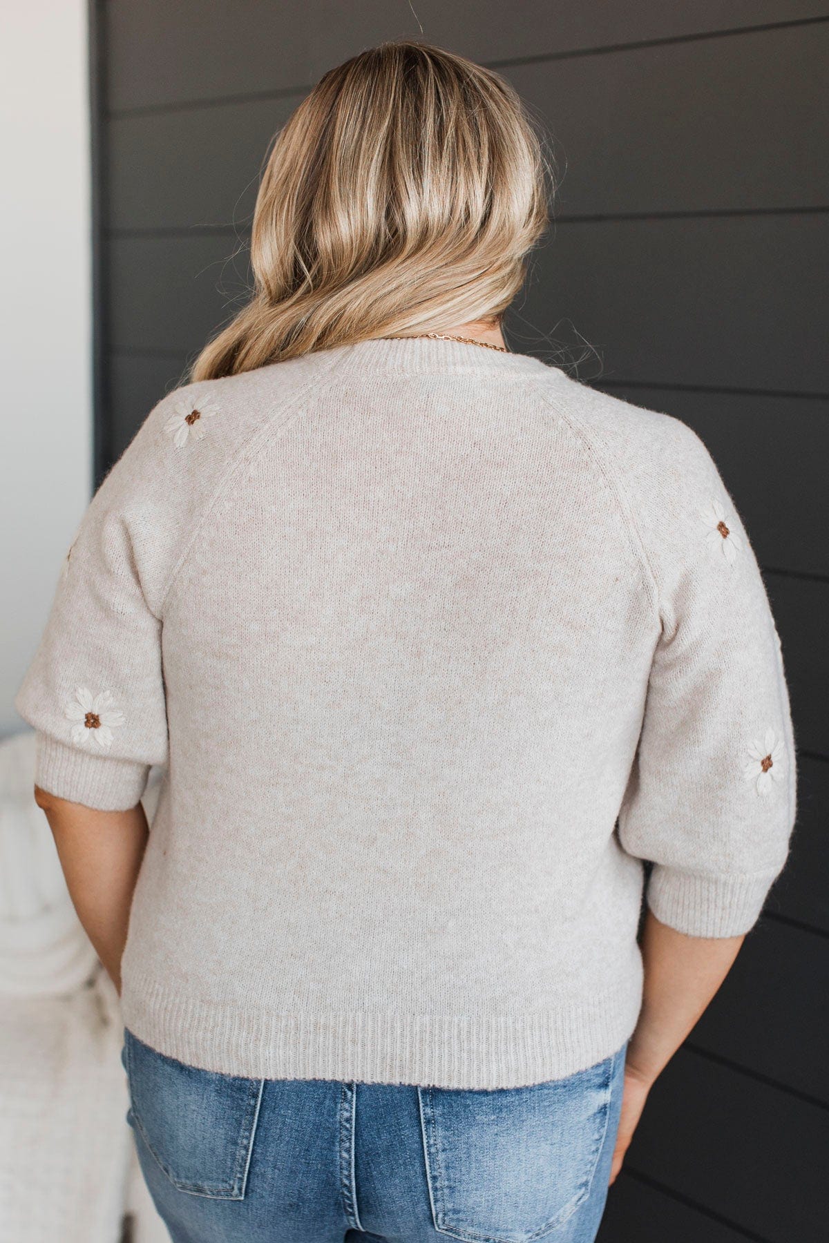Easy Confidence Floral Sweater Top- Oatmeal - Image 7