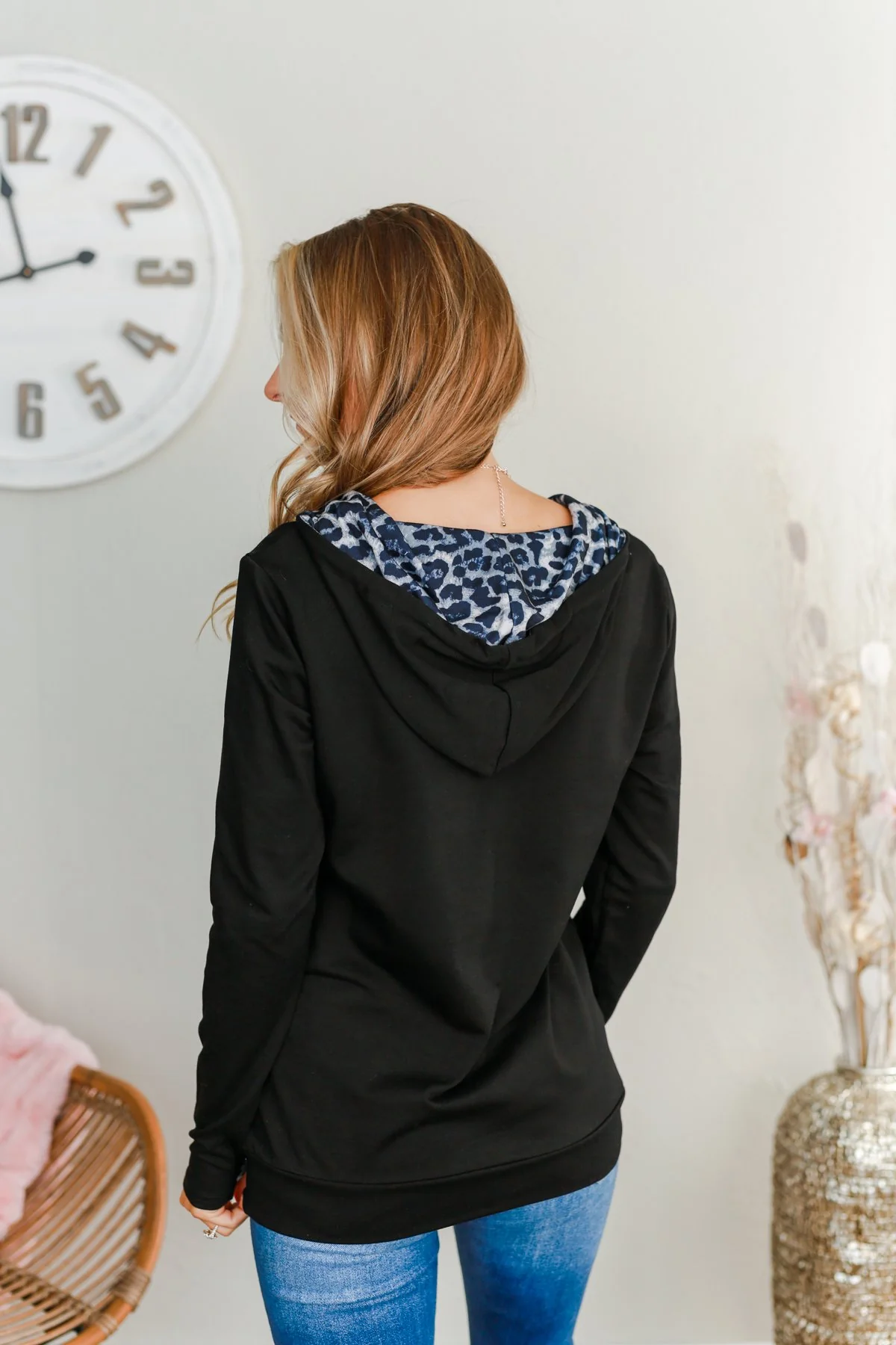 Easy To Love Quarter Zip Hoodie- Black - Image 7