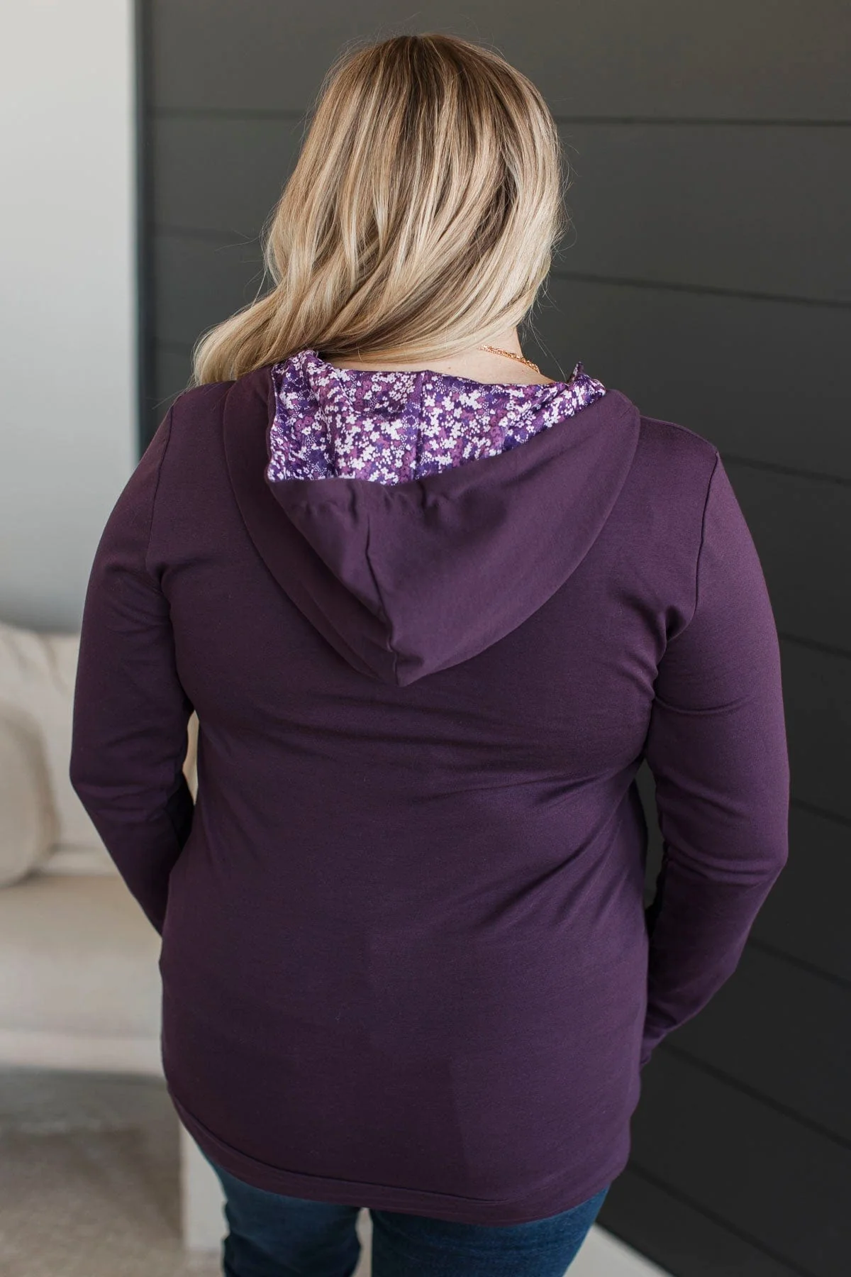 Easy To Love Quarter Zip Hoodie- Deep Plum - Image 7