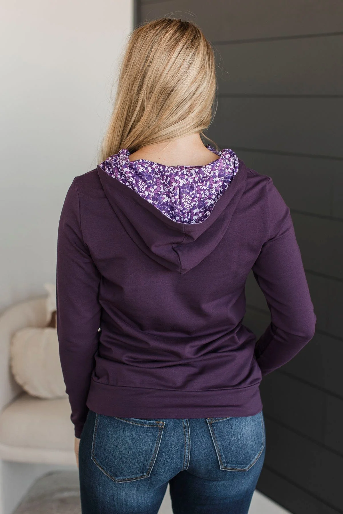 Easy To Love Quarter Zip Hoodie- Deep Plum - Image 8
