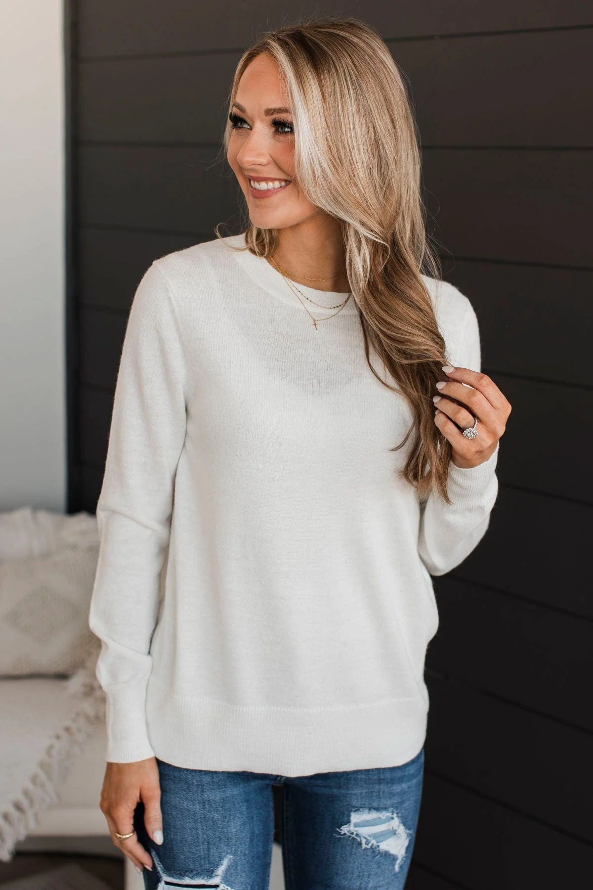 Easy To Remember Lightweight Sweater- Ivory - Image 2