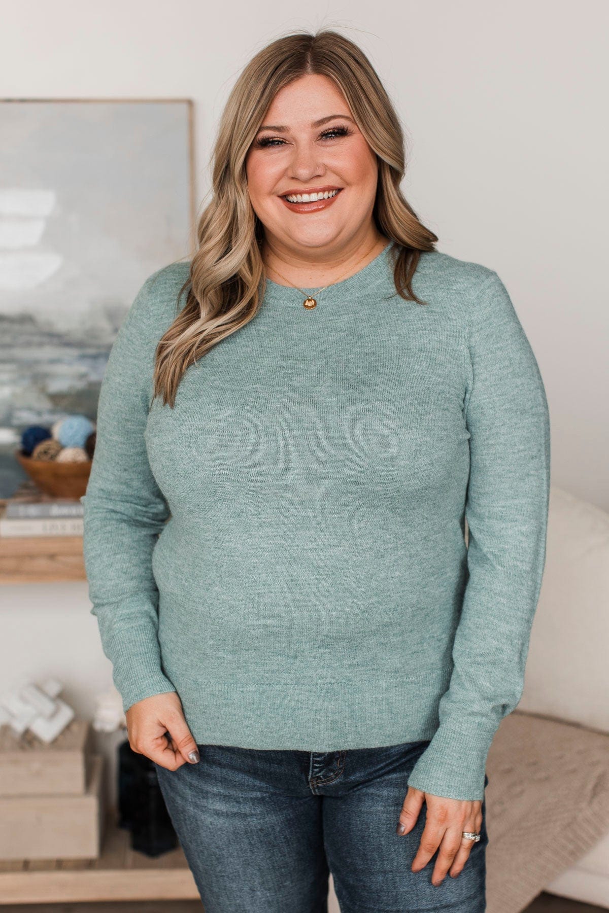 Easy To Remember Lightweight Sweater- Sage - Image 3