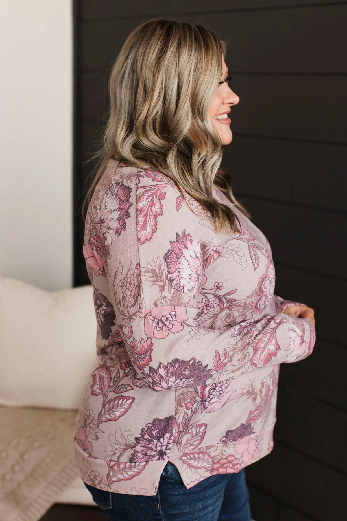 Easy To See Long Sleeve Floral Top- Mauve - Image 5