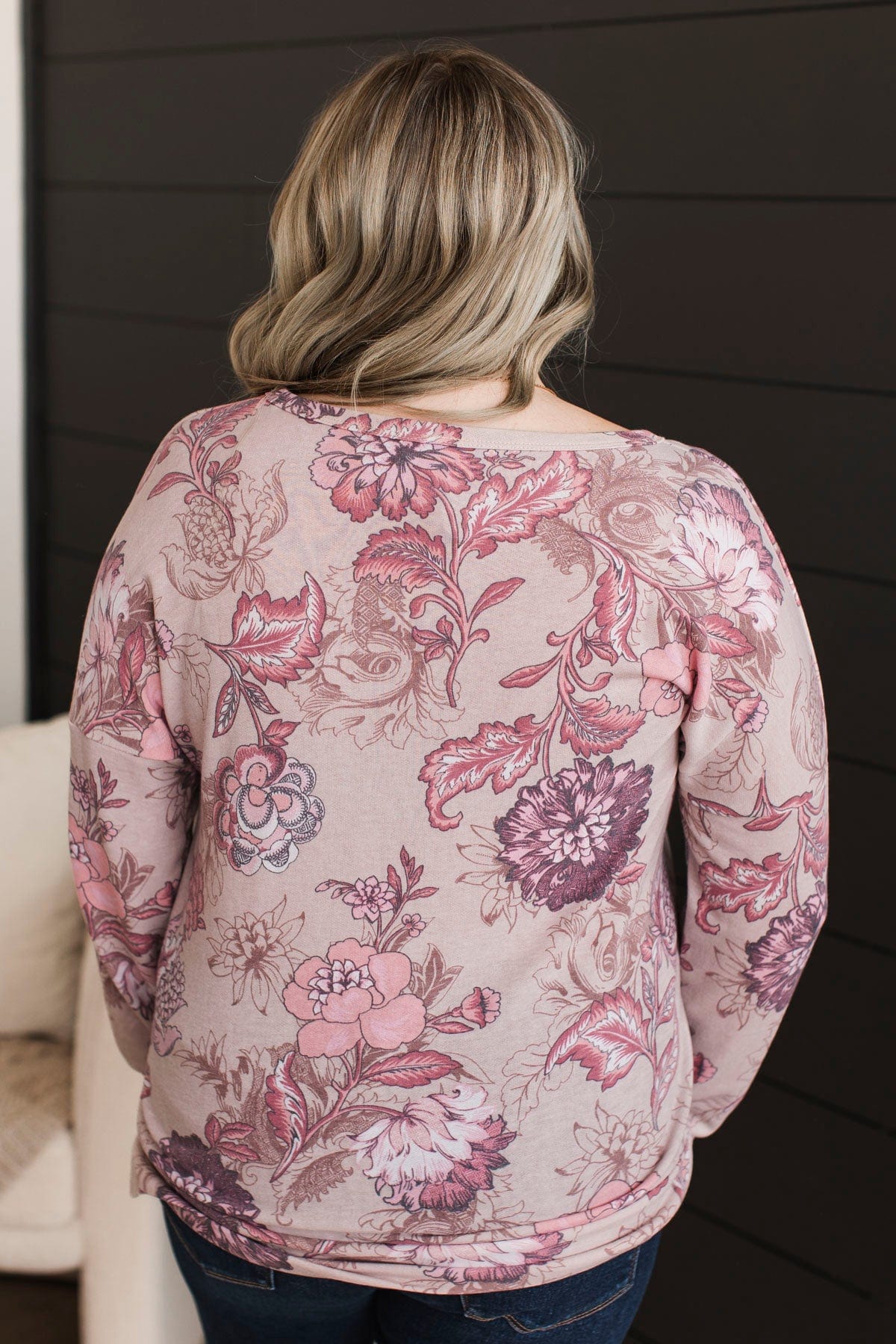 Easy To See Long Sleeve Floral Top- Mauve - Image 7