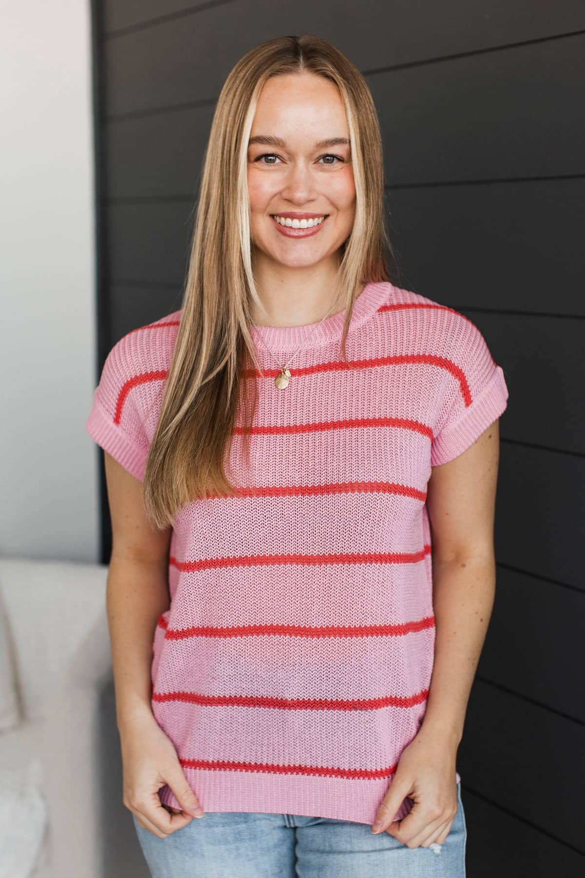 Echoes Of Forever Striped Knit Top- Pink & Orange - Image 3