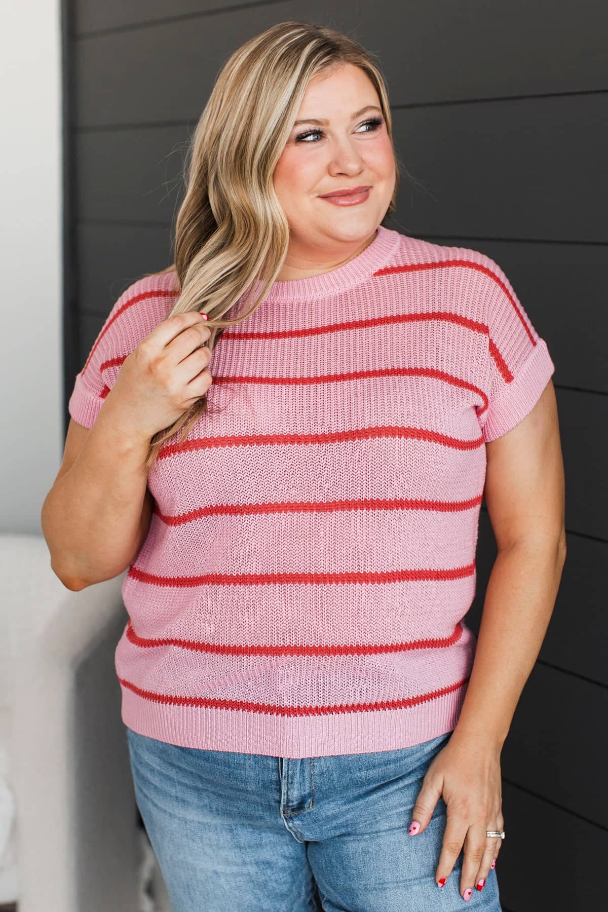 Echoes Of Forever Striped Knit Top- Pink & Orange - Image 4