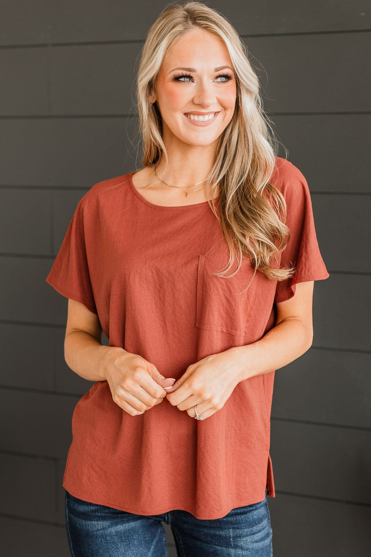 Effortless Appearance Pocket Top- Rust - Image 3