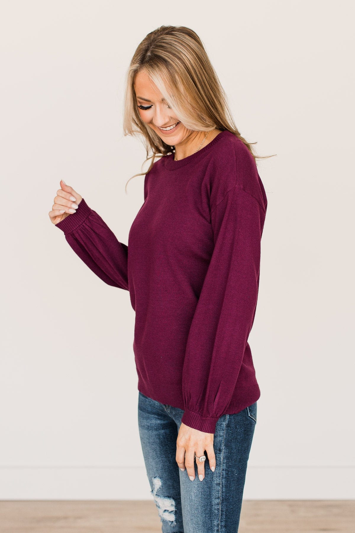 Effortless Love Knit Sweater- Dark Magenta - Image 7