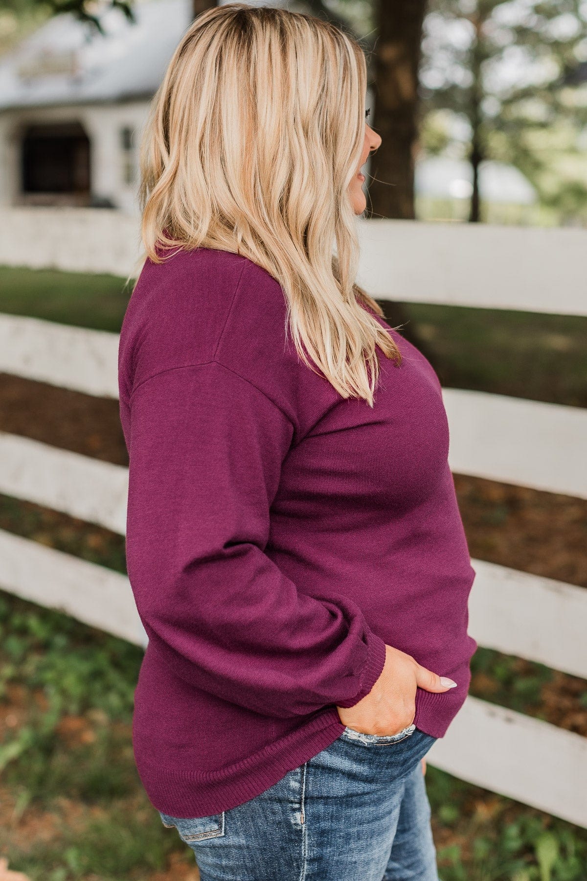 Effortless Love Knit Sweater- Dark Magenta - Image 8