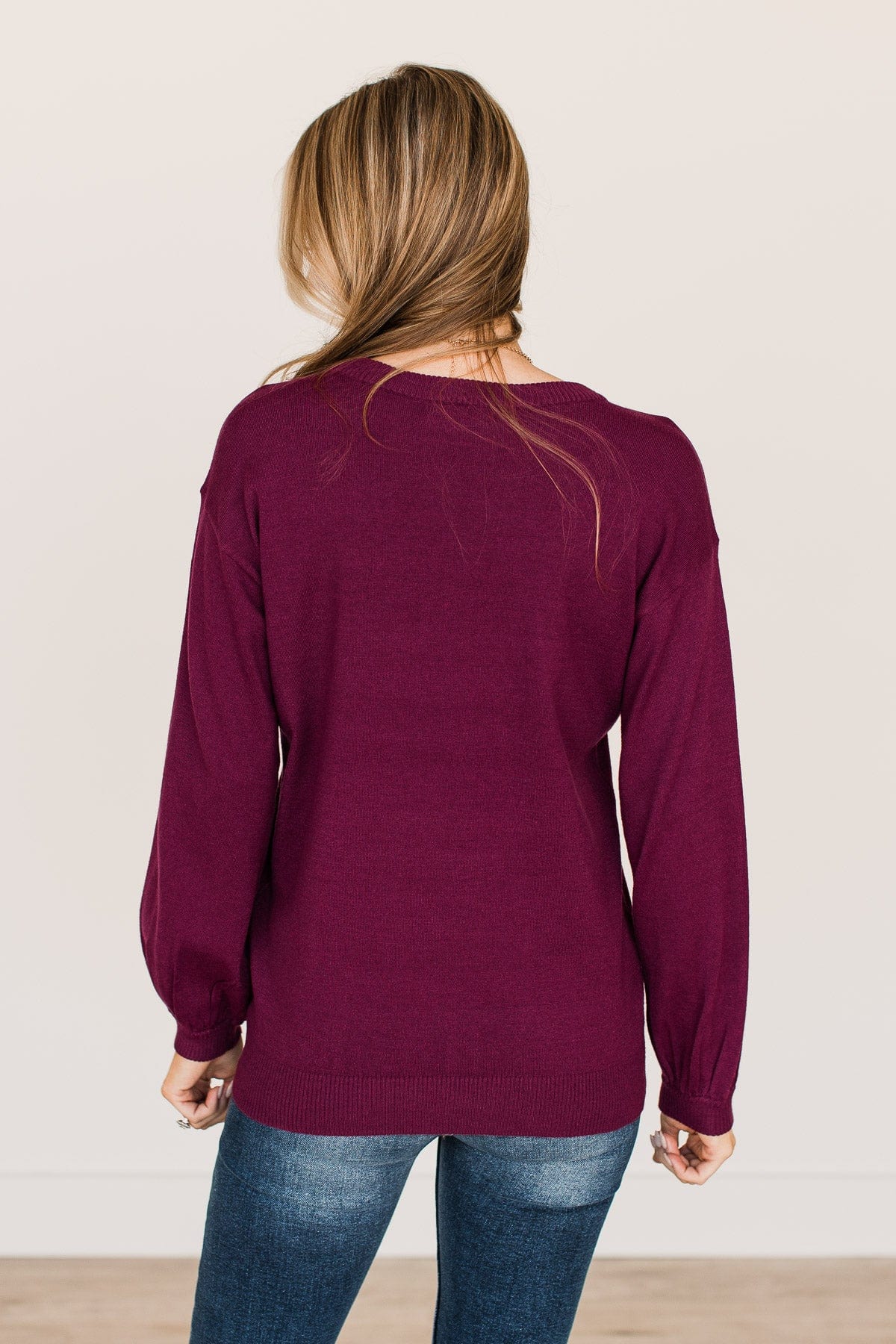 Effortless Love Knit Sweater- Dark Magenta - Image 9