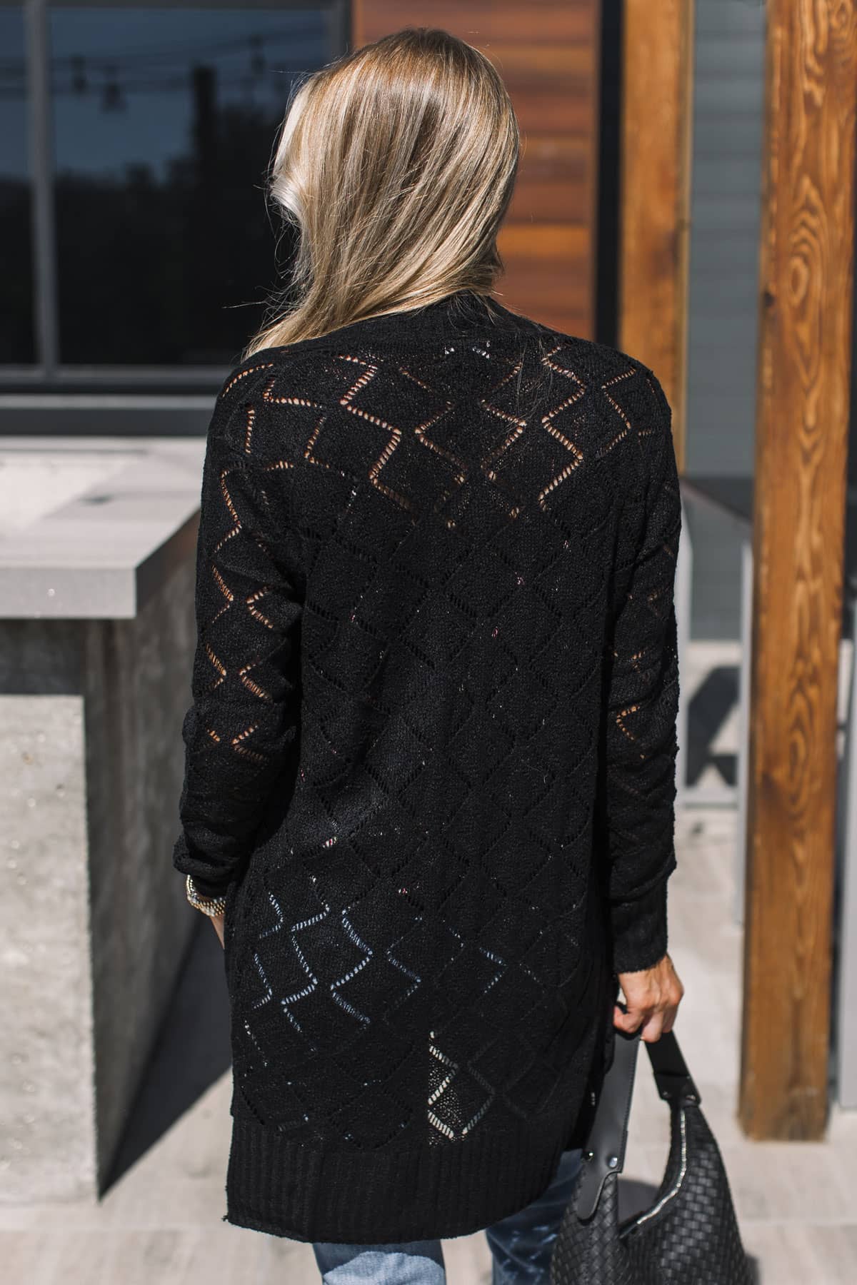 Effortless Perfection Pointelle Cardigan- Black - Image 8