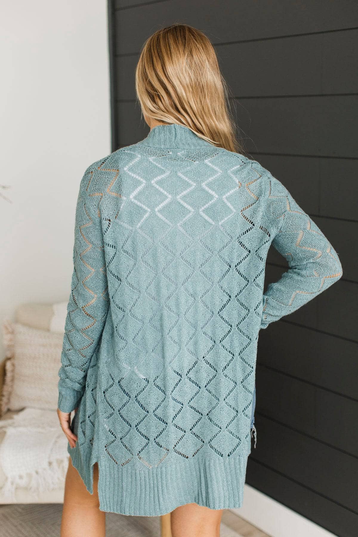 Effortless Perfection Pointelle Cardigan- Dusty Mint - Image 9