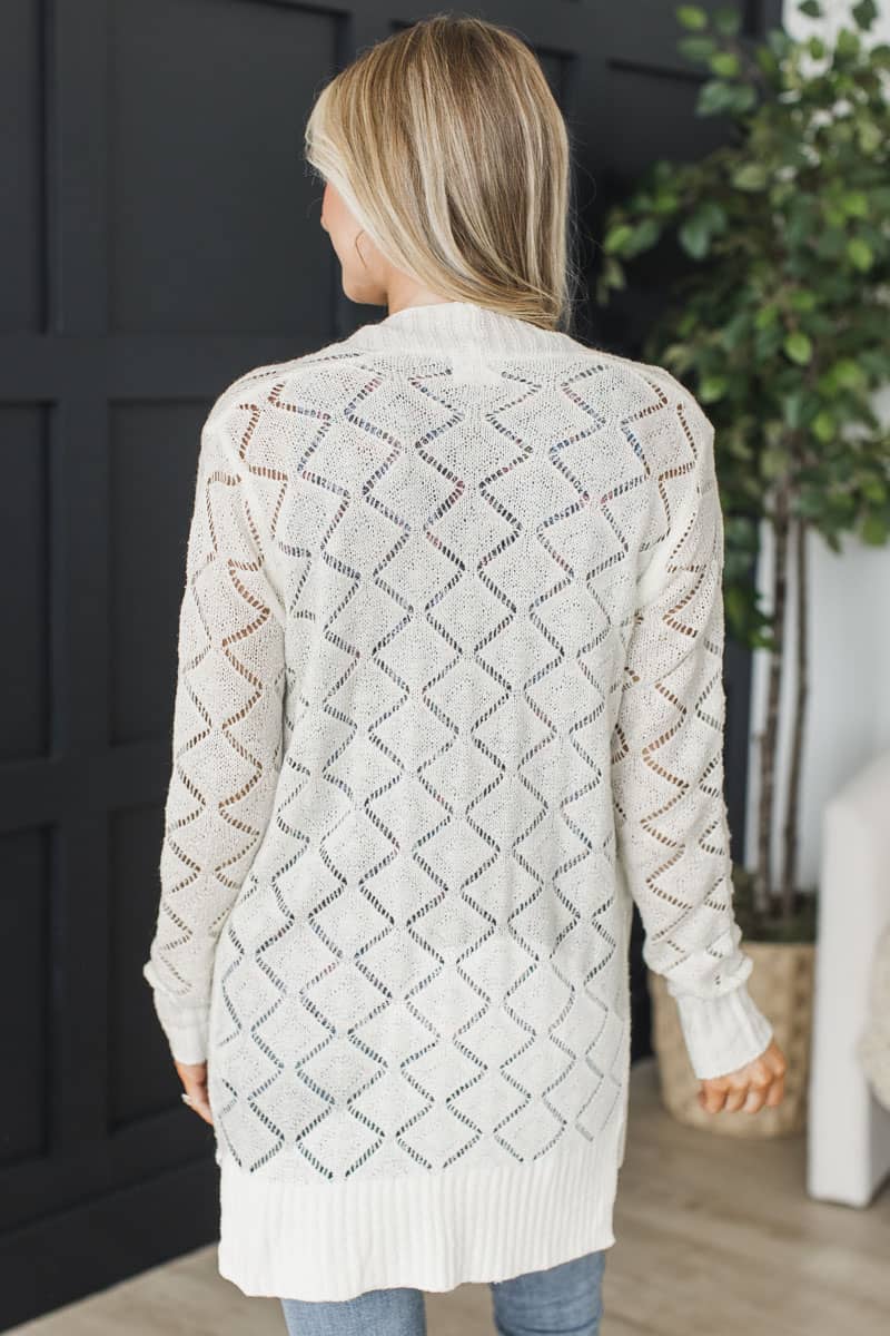 Effortless Perfection Pointelle Cardigan- Ivory - Image 8