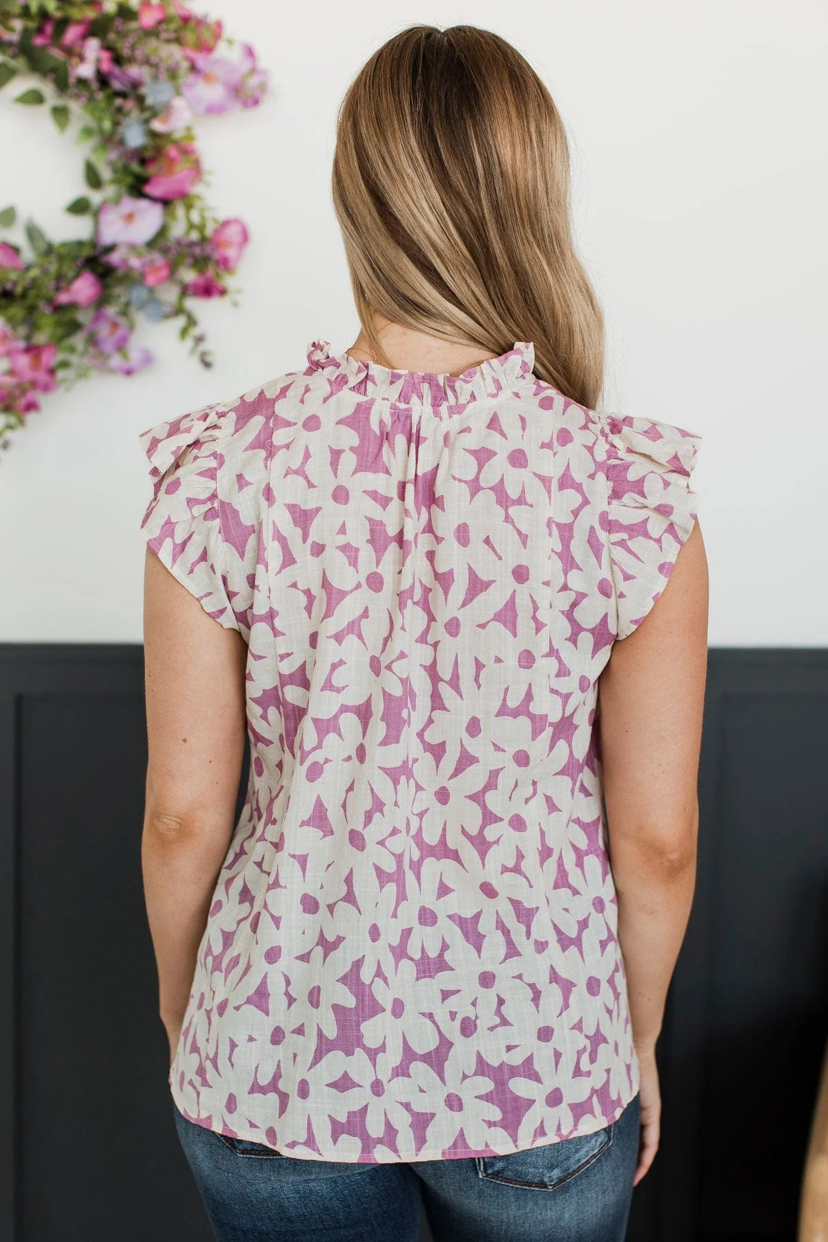 Effortless Radiance Floral Blouse- Cream & Orchid - Image 9