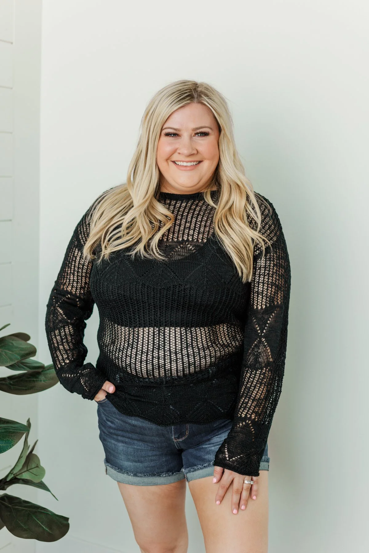Effortless Smiles Open Knit Sweater- Black - Image 24