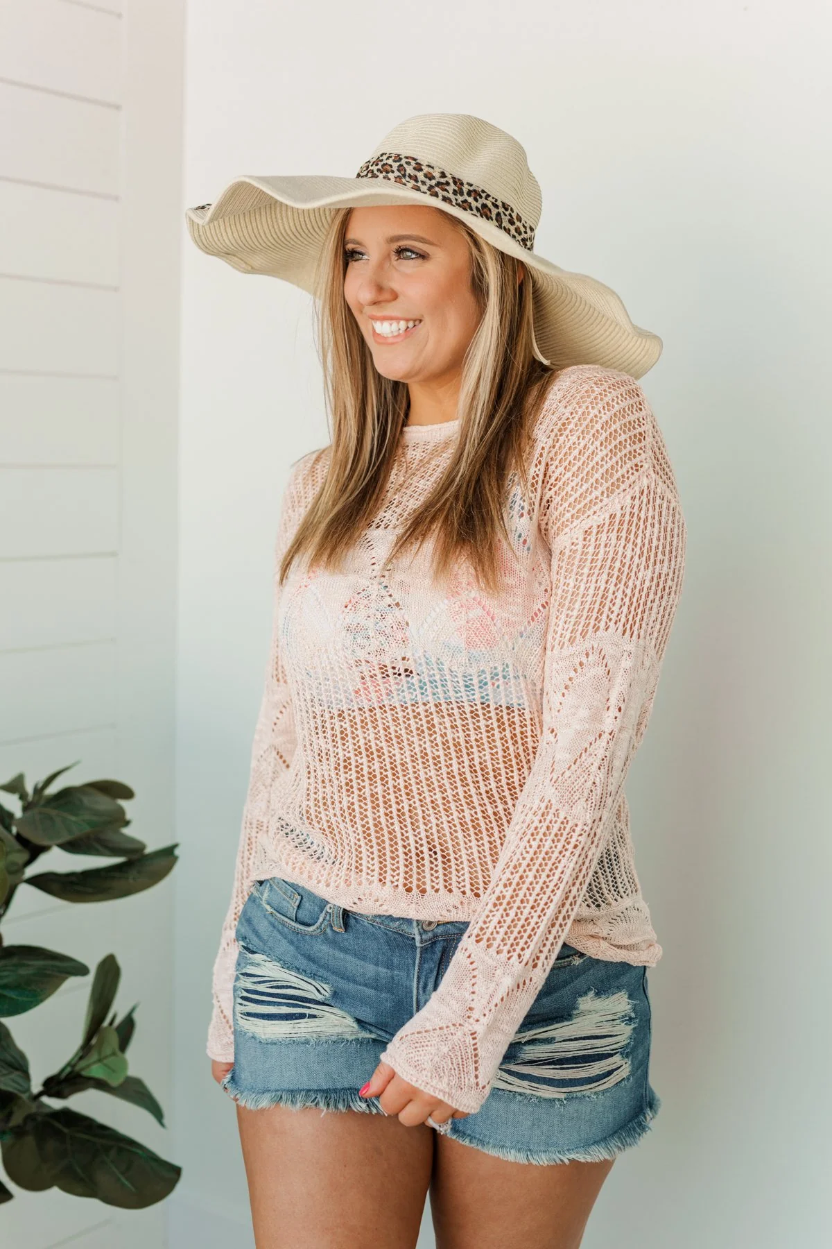 Effortless Smiles Open Knit Sweater- Light Peach - Image 8
