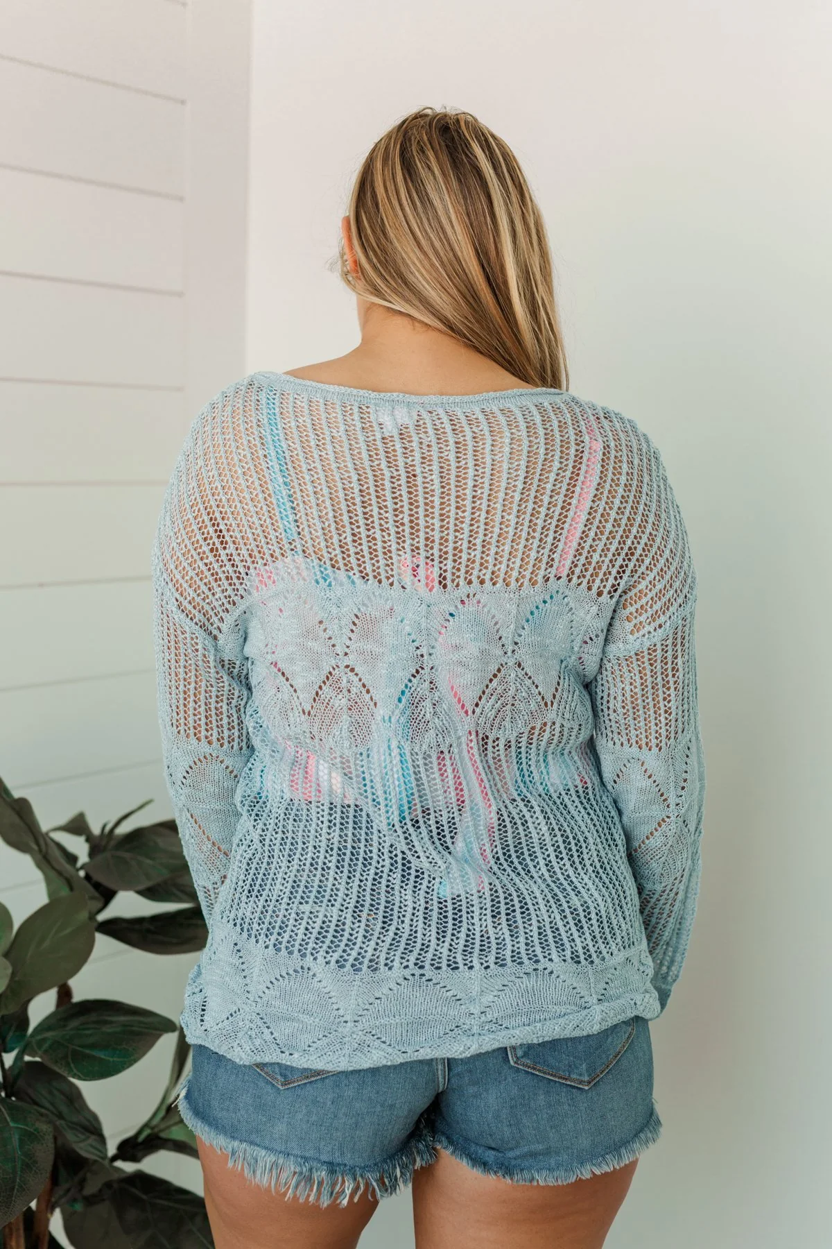 Effortless Smiles Open Knit Sweater- Powder Blue - Image 10