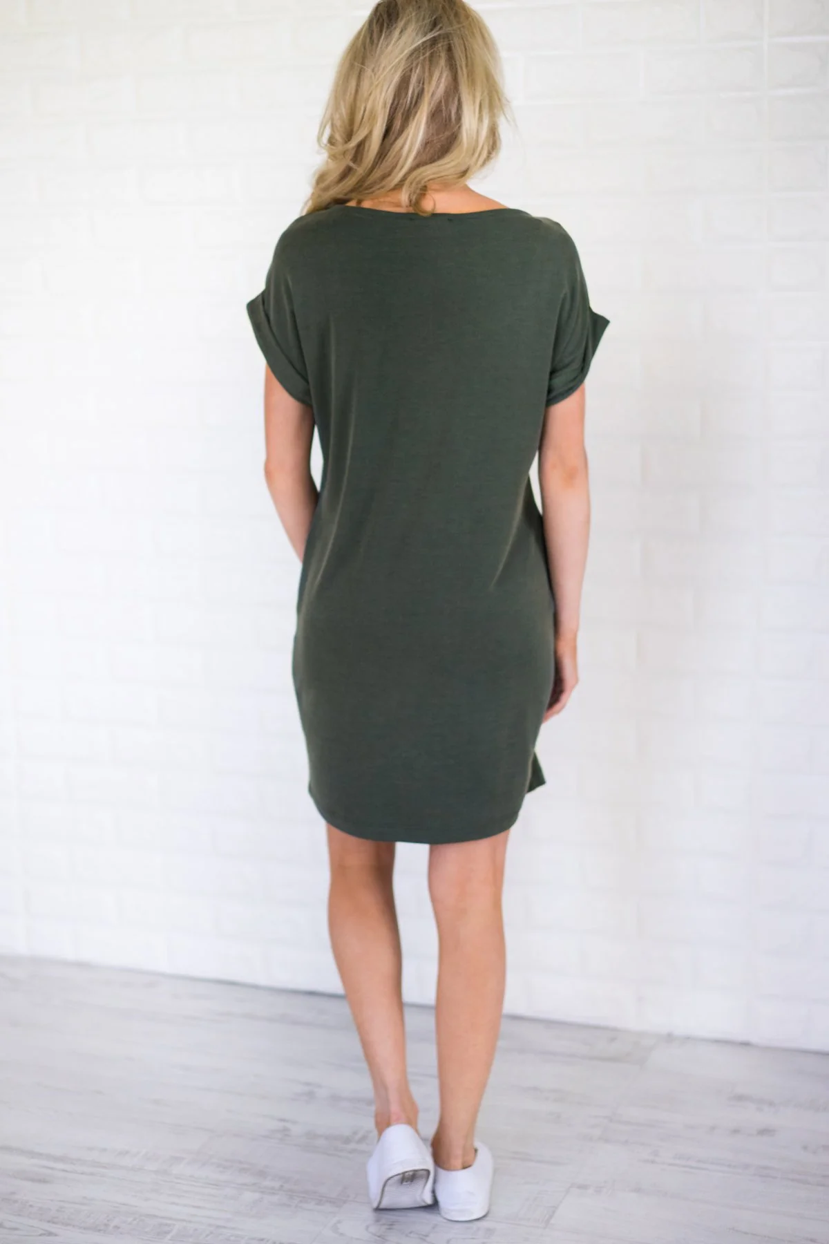 Effortlessly Classy T-Shirt Dress - Deep Teal - Image 4