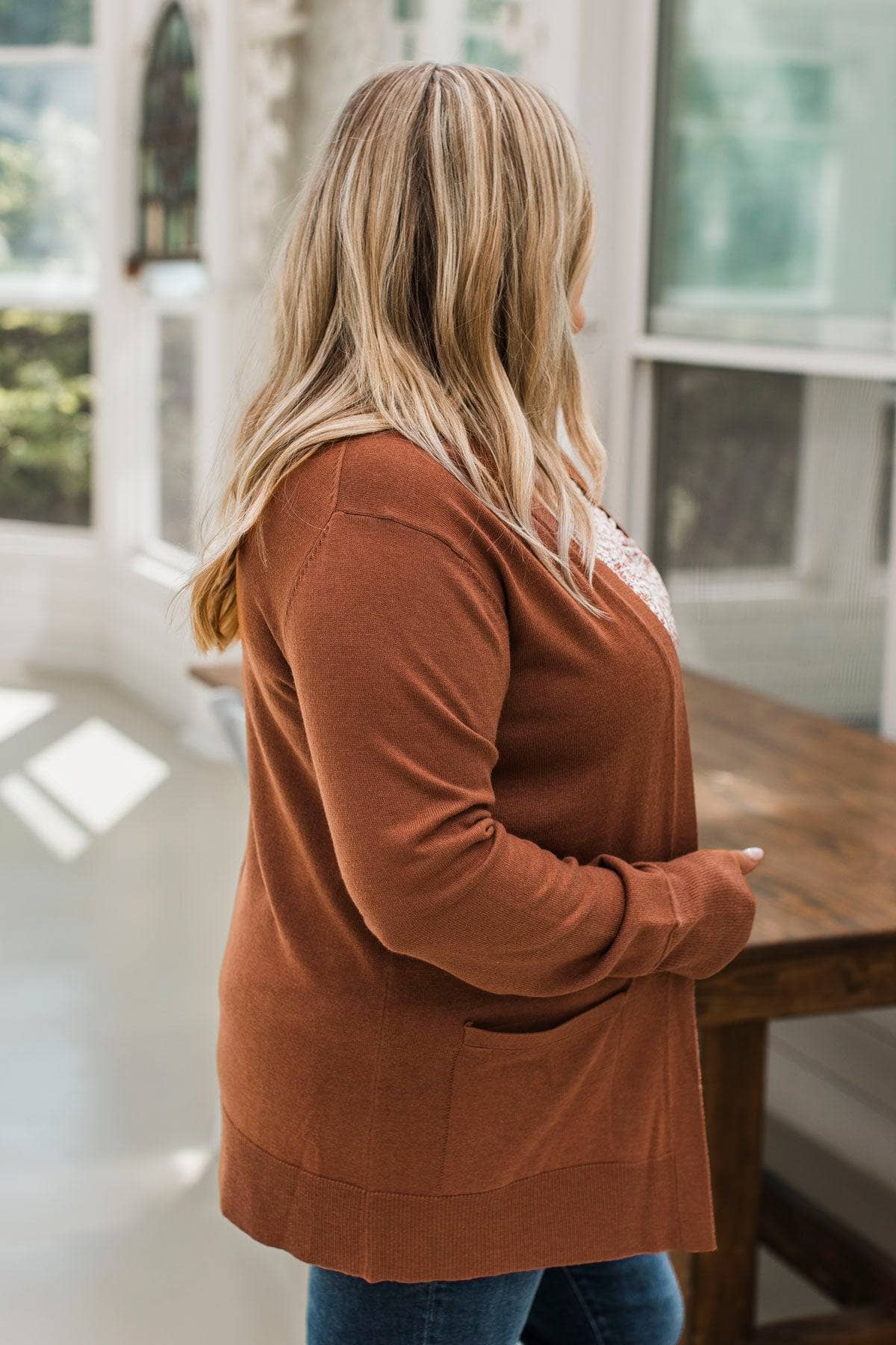 Effortlessly Composed Knit Cardigan- Copper - Image 7