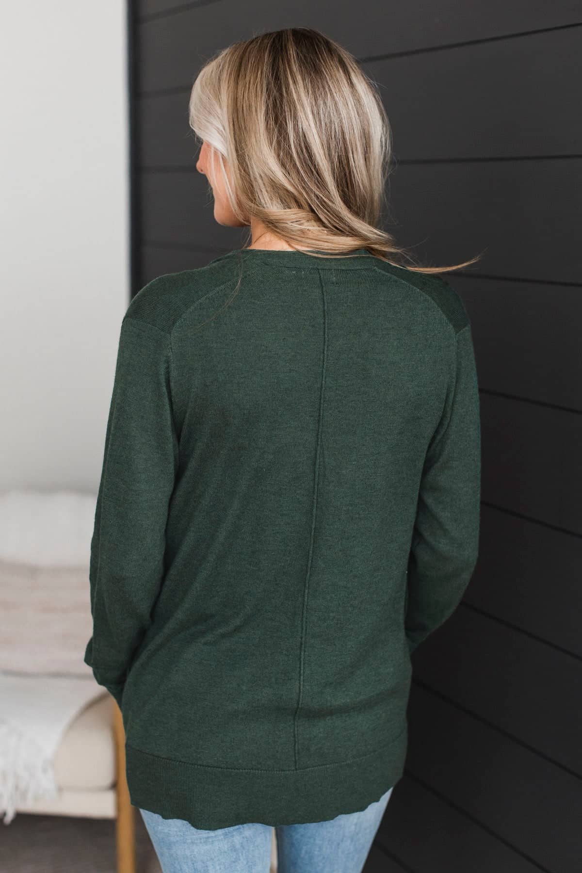 Effortlessly Composed Knit Cardigan- Forest Green - Image 6
