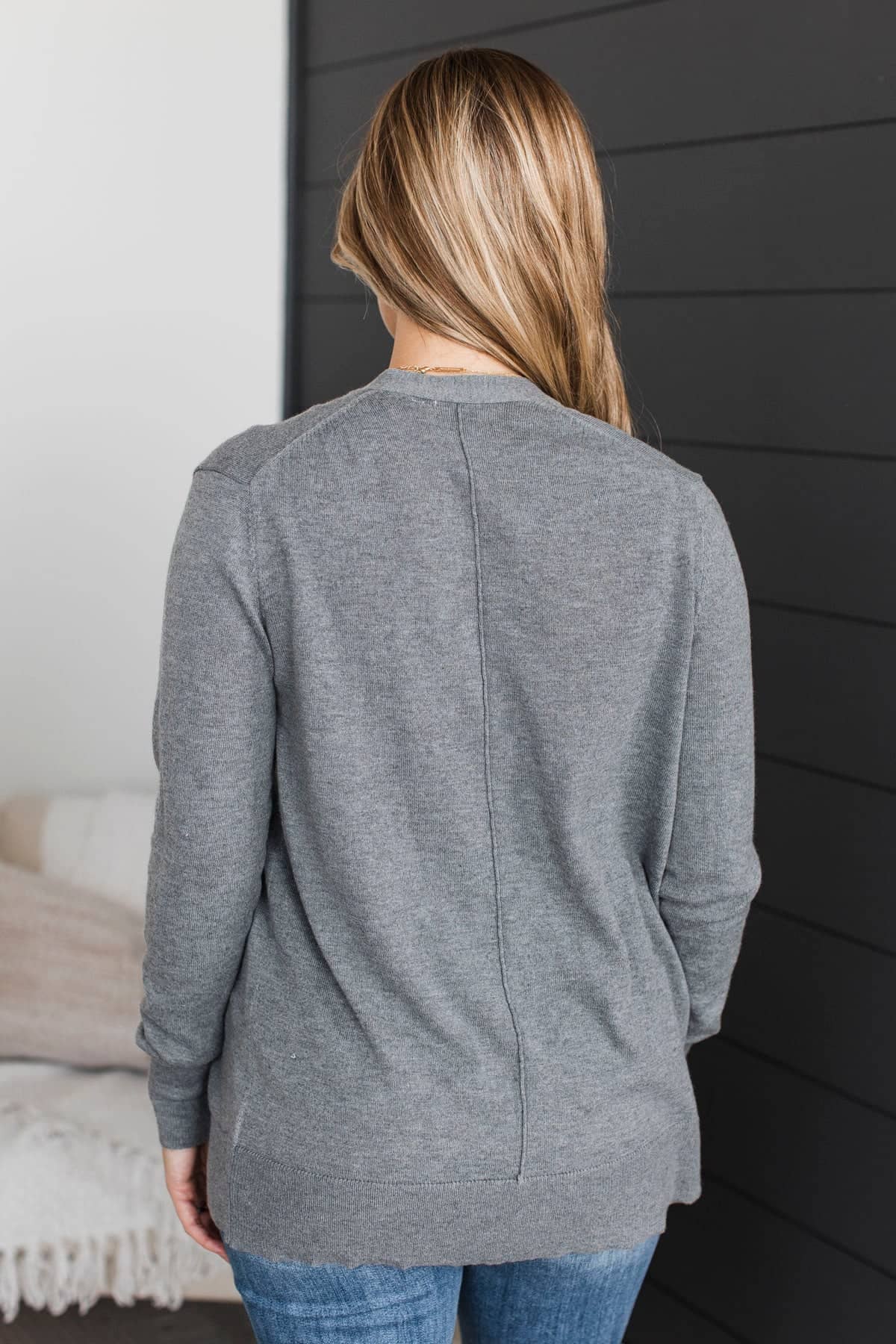Effortlessly Composed Knit Cardigan- Grey - Image 8