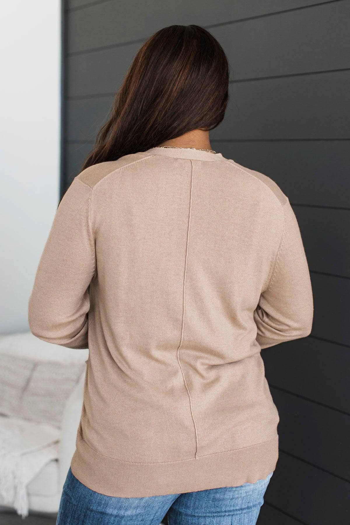 Effortlessly Composed Knit Cardigan- Light Taupe - Image 8
