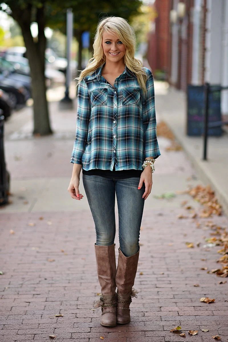 Electric Blue Plaid Top - Image 2