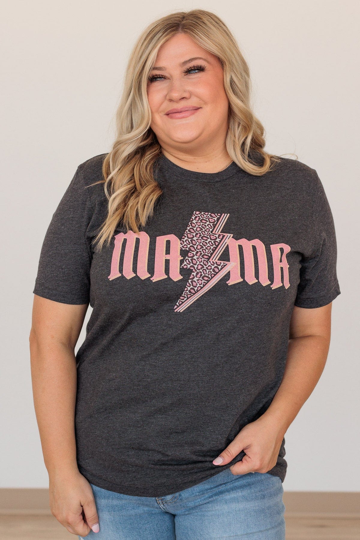 Electric Love "Mama" Graphic Tee- Charcoal - Image 2
