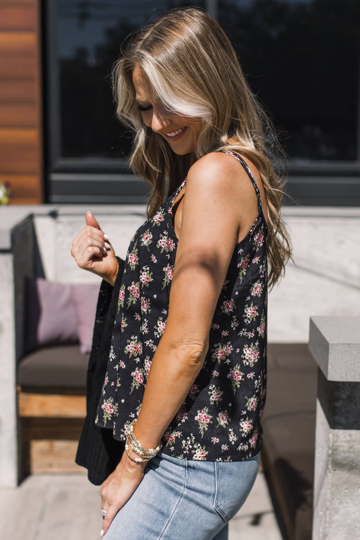 Elegance In Simplicity Floral Tank Top- Black - Image 6