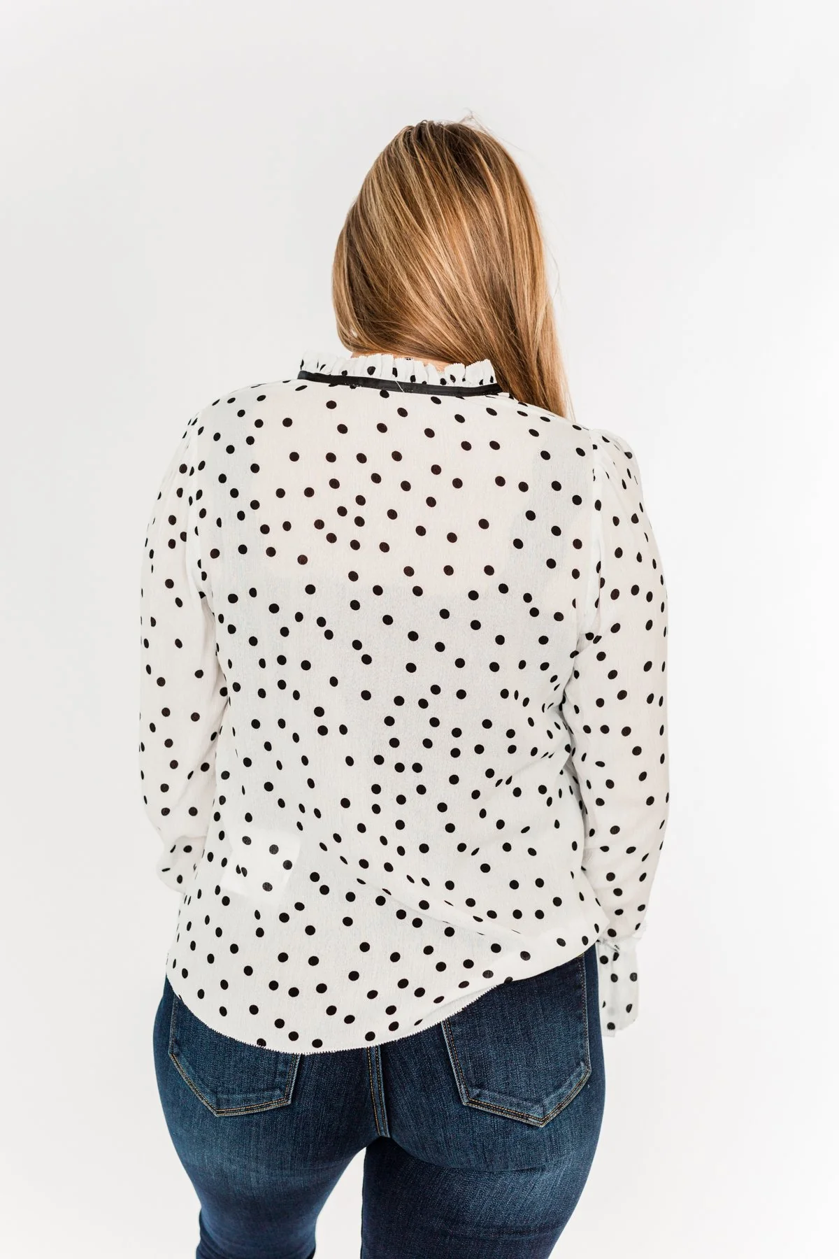 Elegant Evenings Polka Dot Blouse- Off-White & Black - Image 10