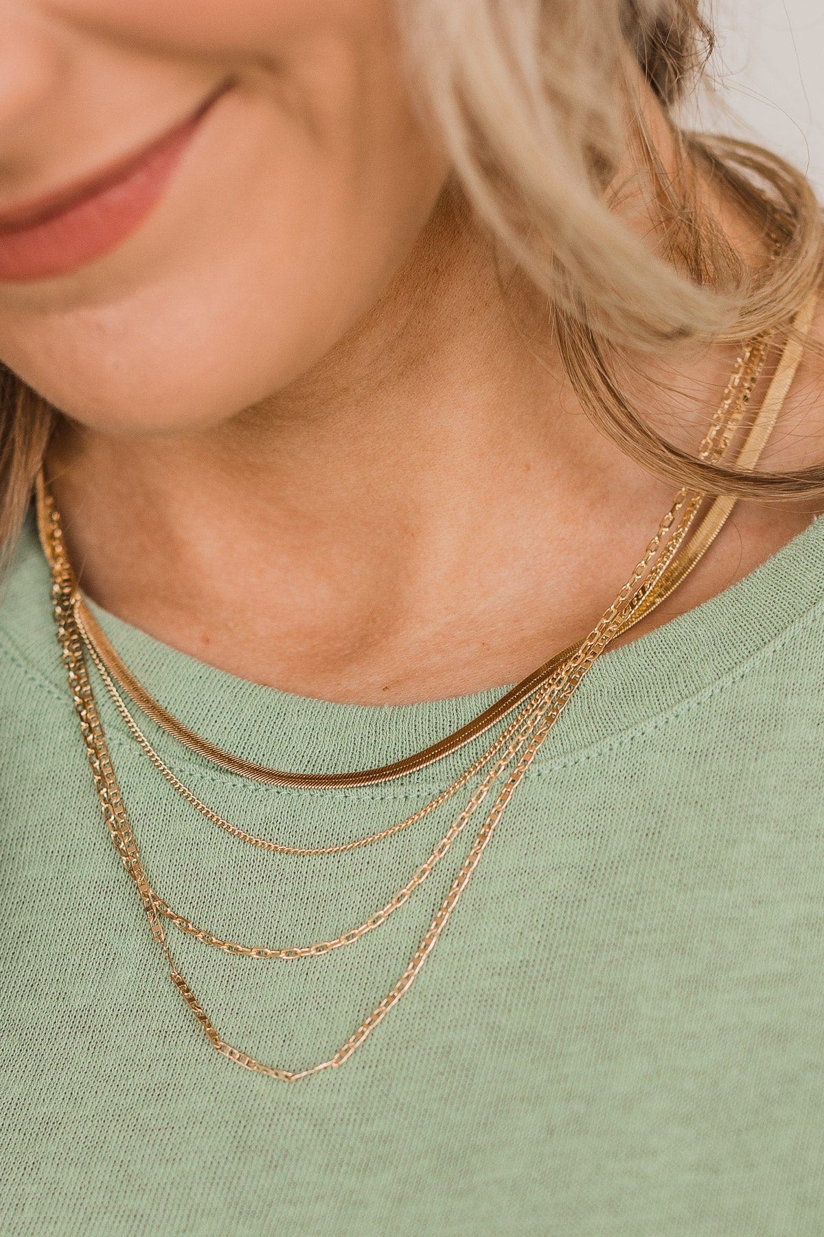 Elegant Expressions 4-Tier Necklace- Gold - Image 2