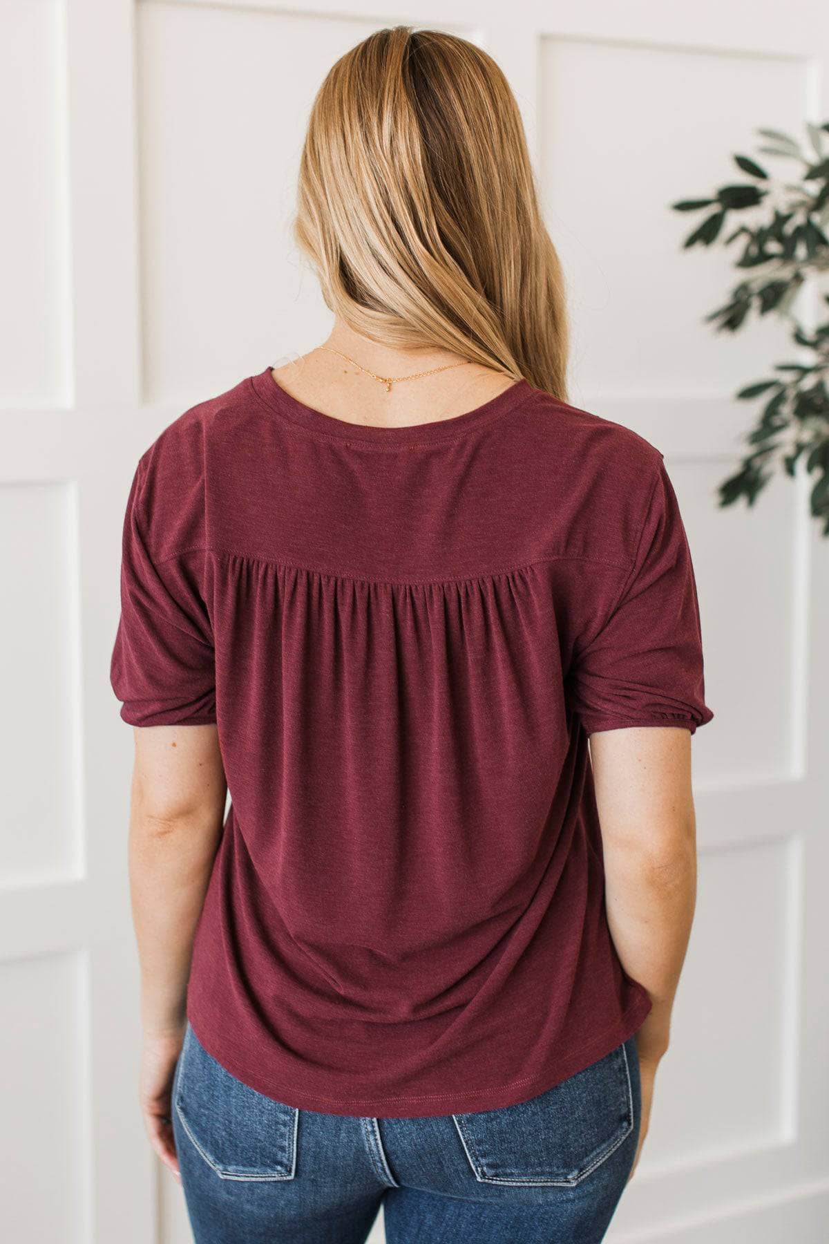Emboldened By Love V-Neck Top- Merlot - Image 8