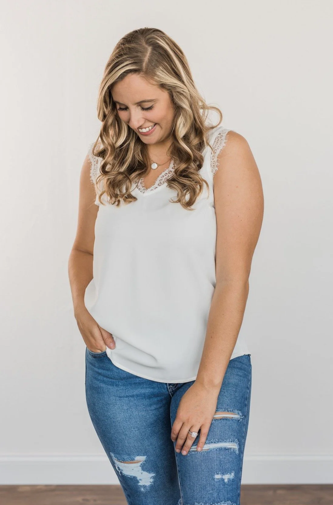 Embrace The Elegance Sleeveless Blouse- Off-White - Image 4