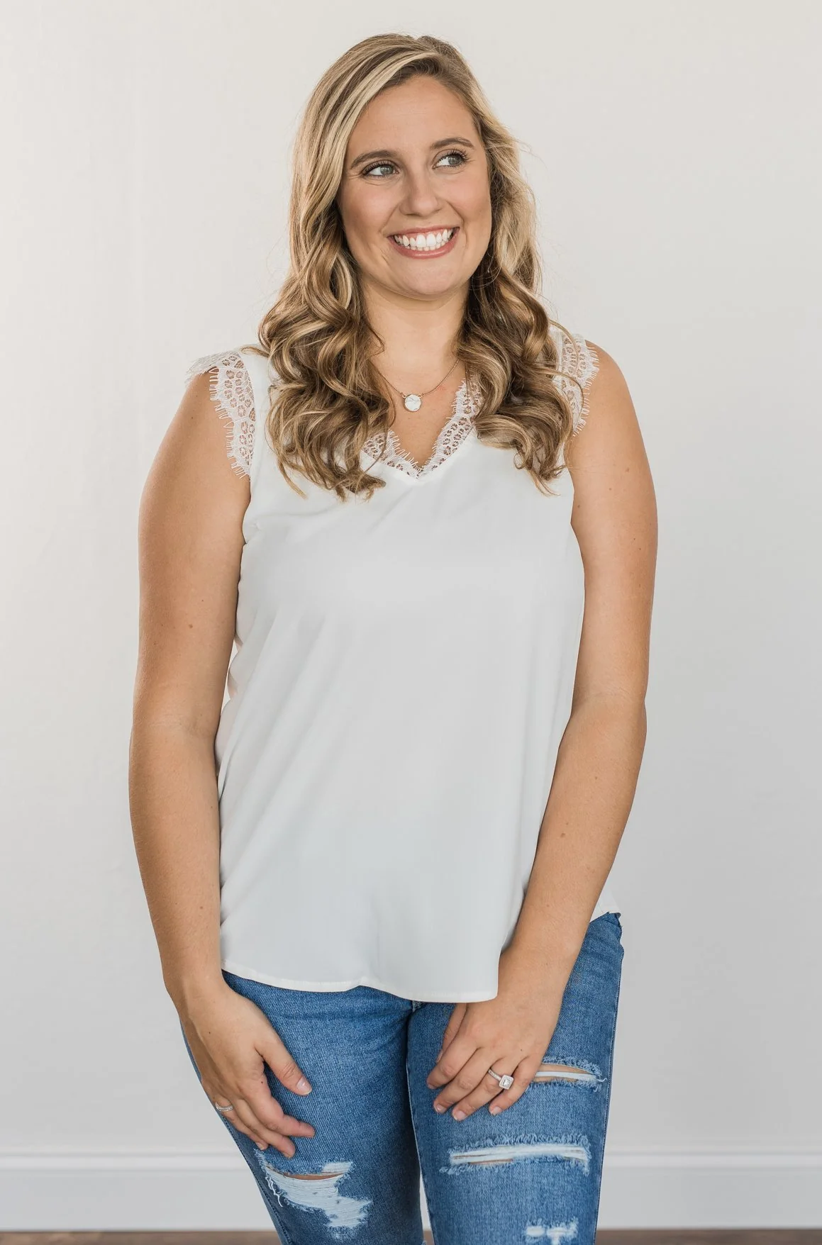 Embrace The Elegance Sleeveless Blouse- Off-White - Image 7