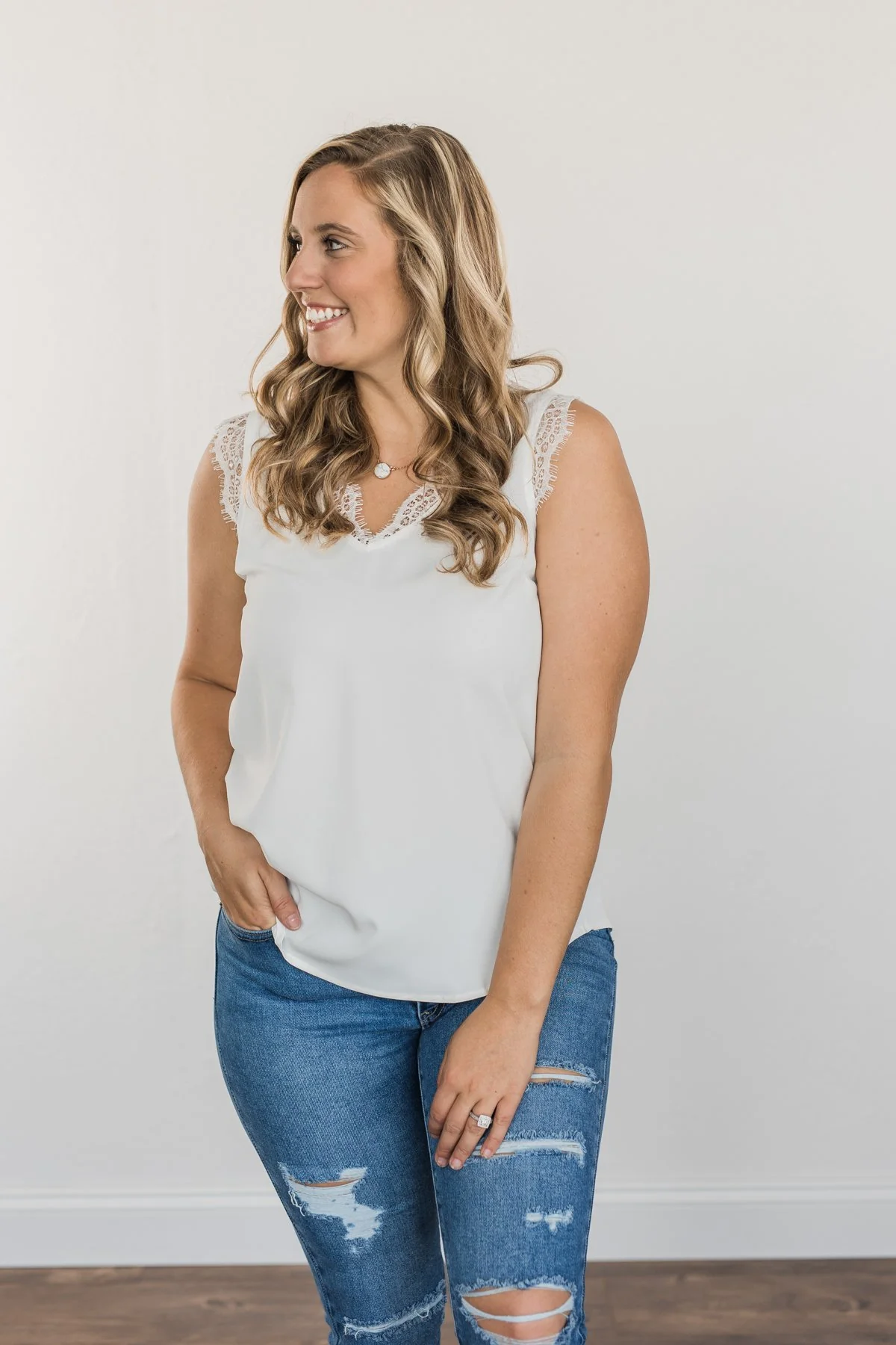 Embrace The Elegance Sleeveless Blouse- Off-White - Image 9
