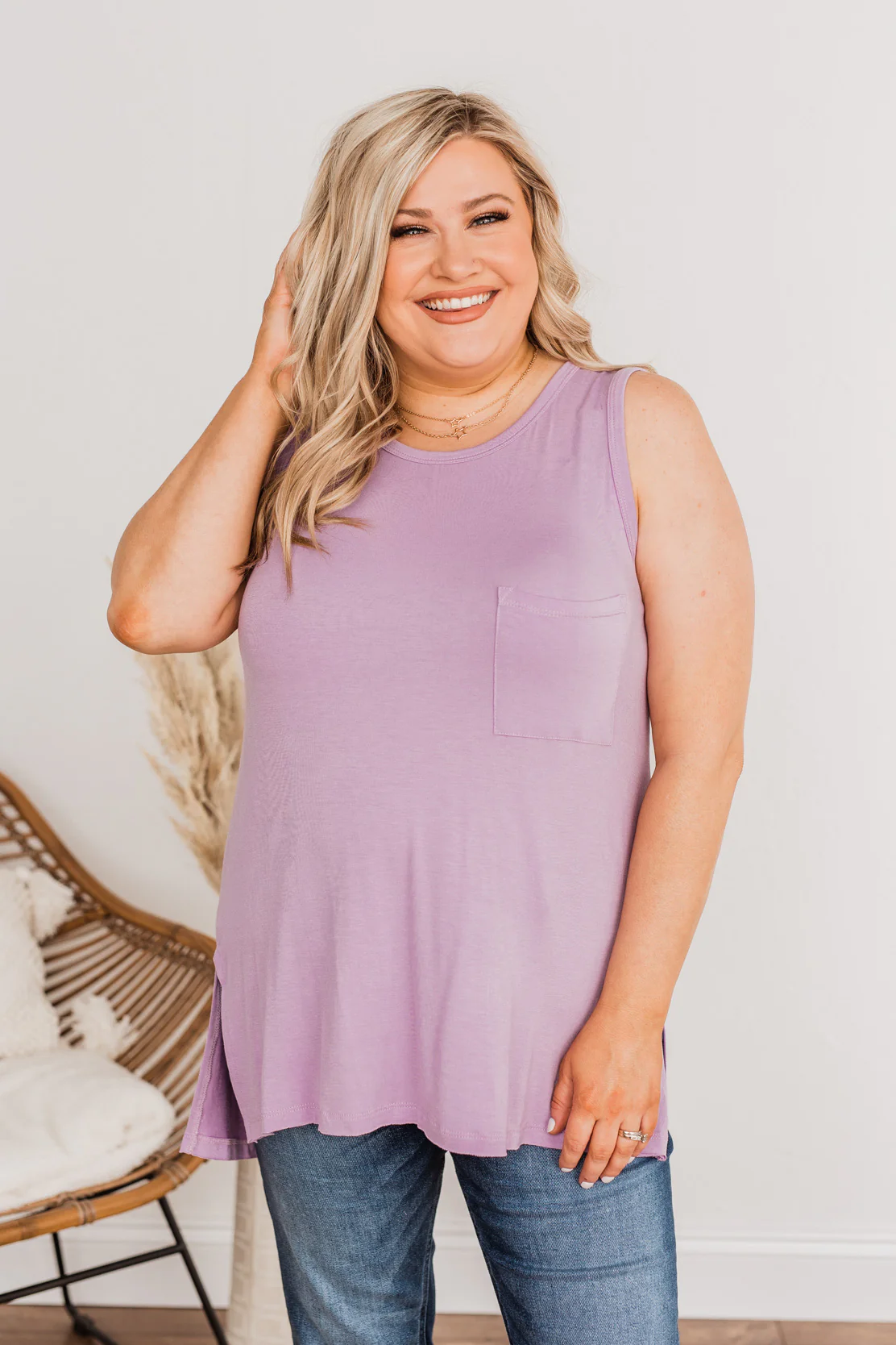 Embrace The Journey Pocket Tank Top- Lilac - Image 4
