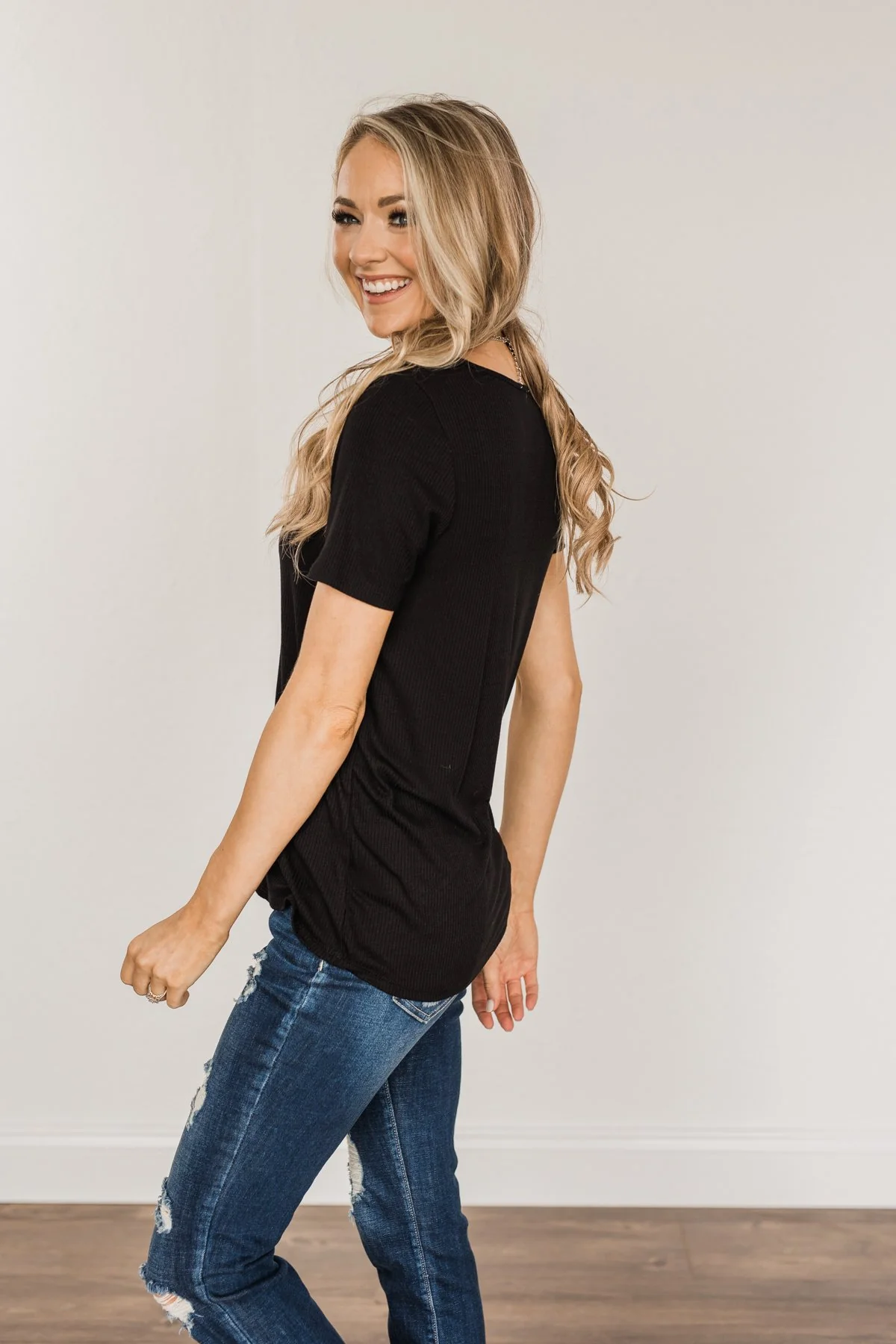 Embrace The New Cut Out Top- Black - Image 10