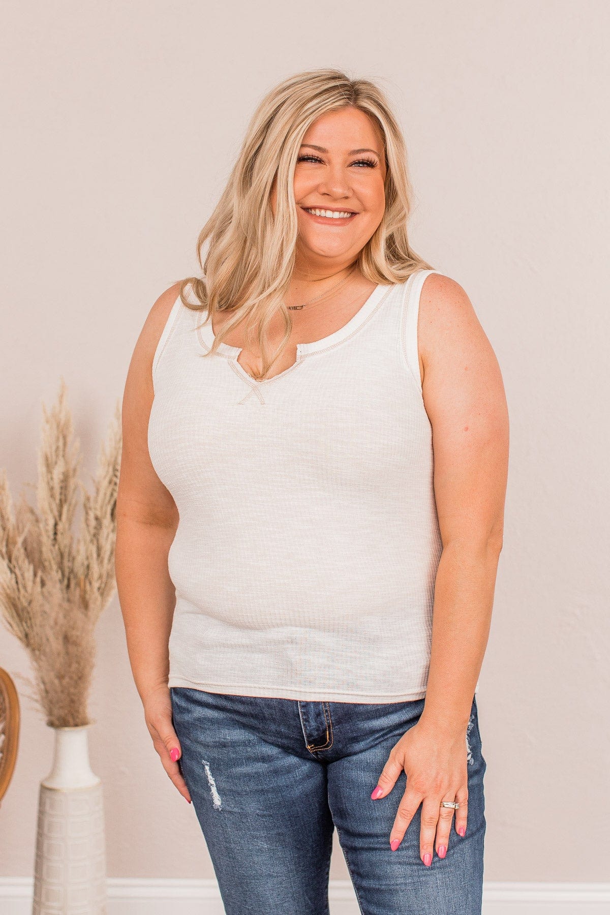 Embrace Your Love V-Neck Tank- Ivory - Image 5