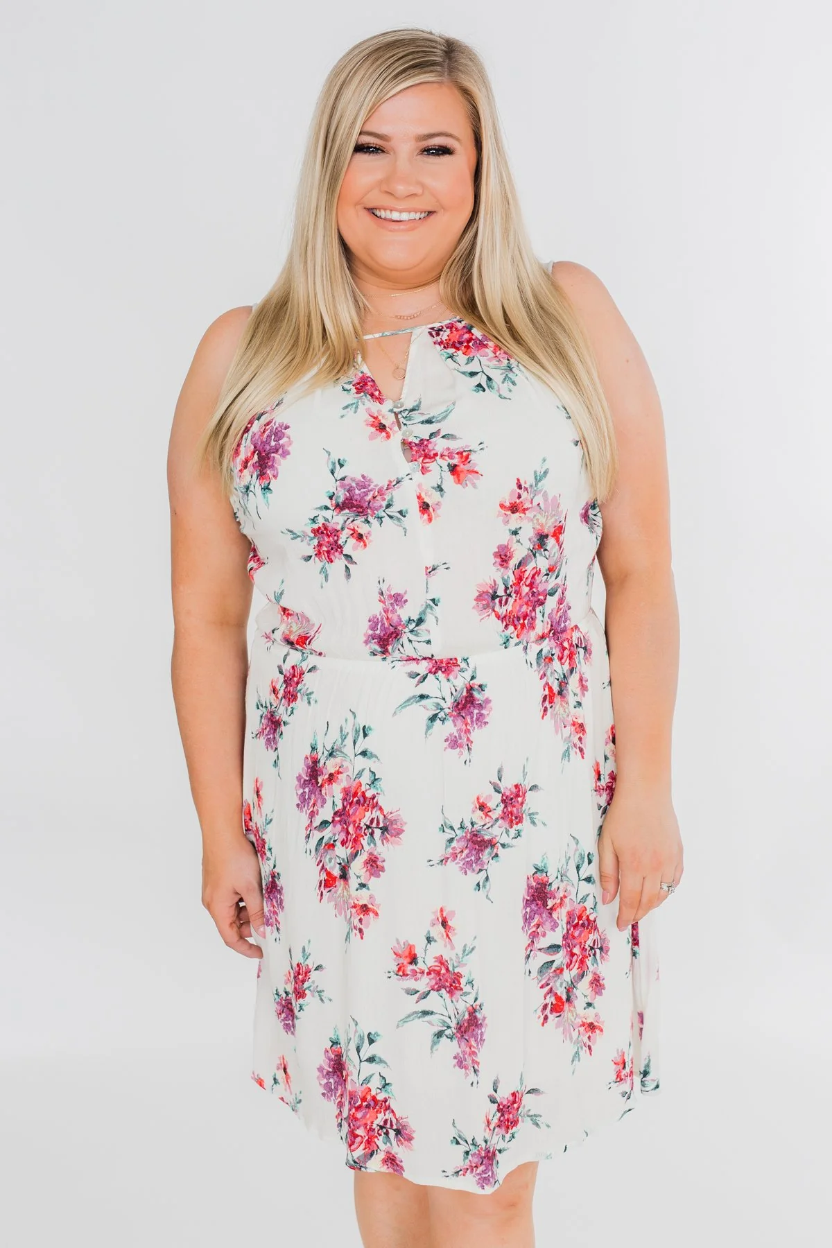 Embraced in Floral Halter Dress- Ivory - Image 6