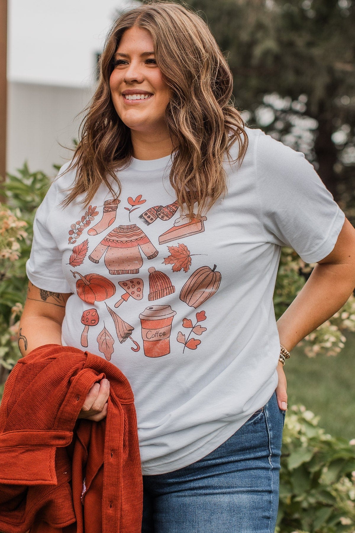 Embracing Autumn Graphic Tee- White - Image 5