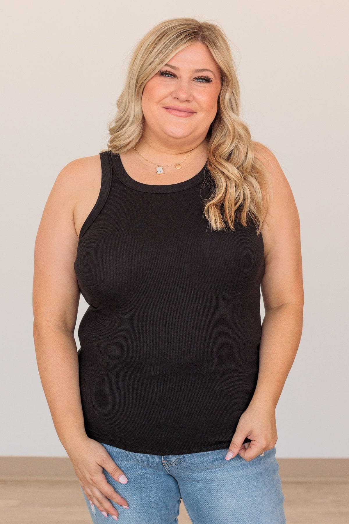 Embracing My Feelings Ribbed Tank- Black - Image 2