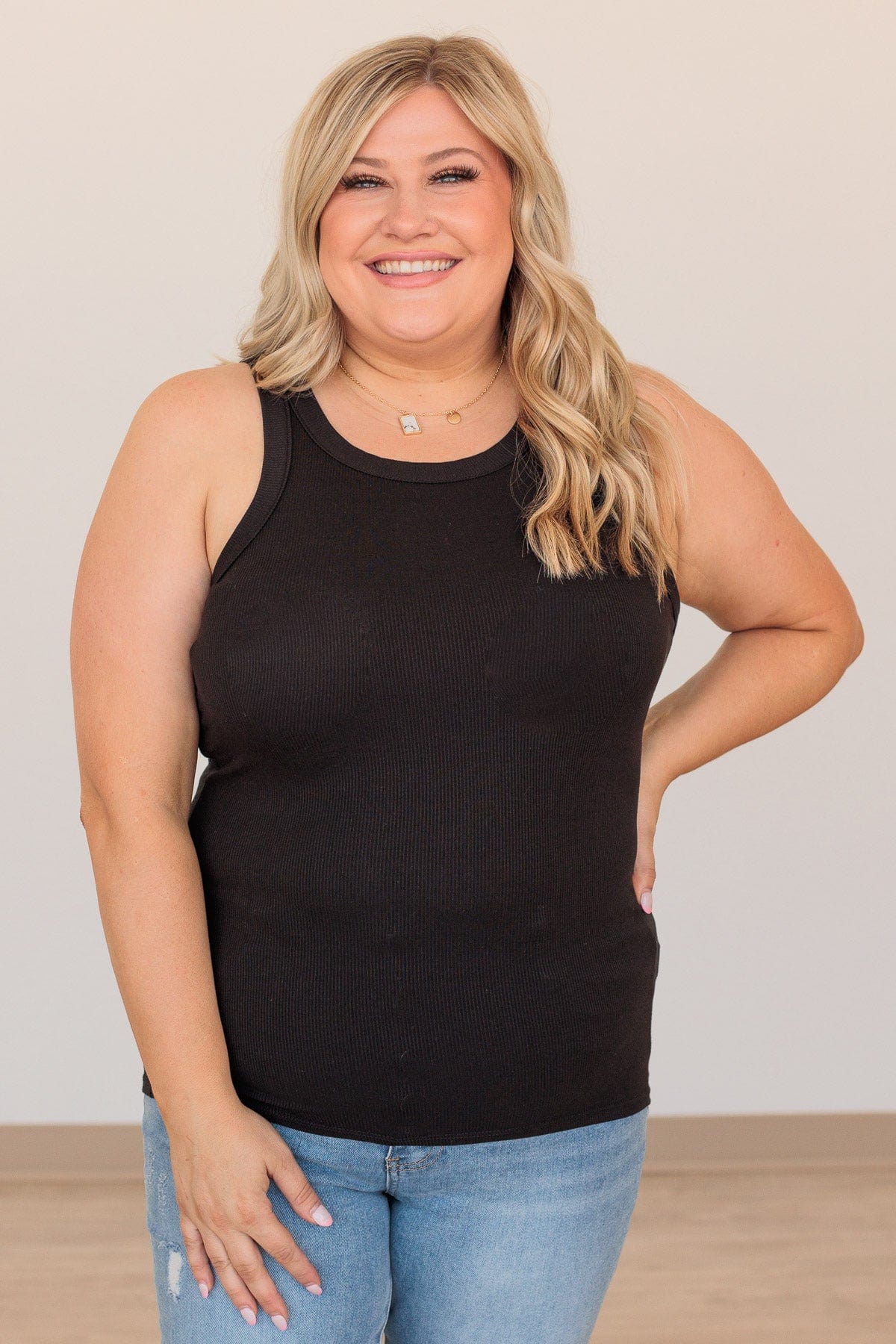 Embracing My Feelings Ribbed Tank- Black - Image 4