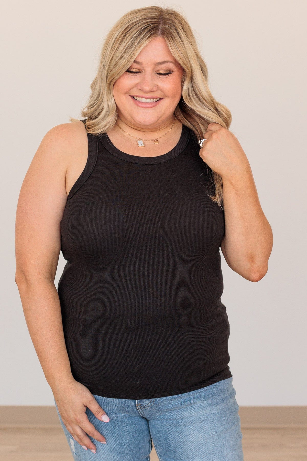 Embracing My Feelings Ribbed Tank- Black - Image 6