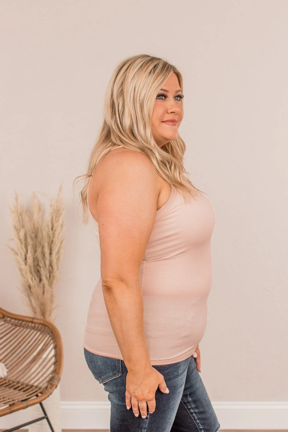 Embracing My Feelings Ribbed Tank- Light Blush - Image 5