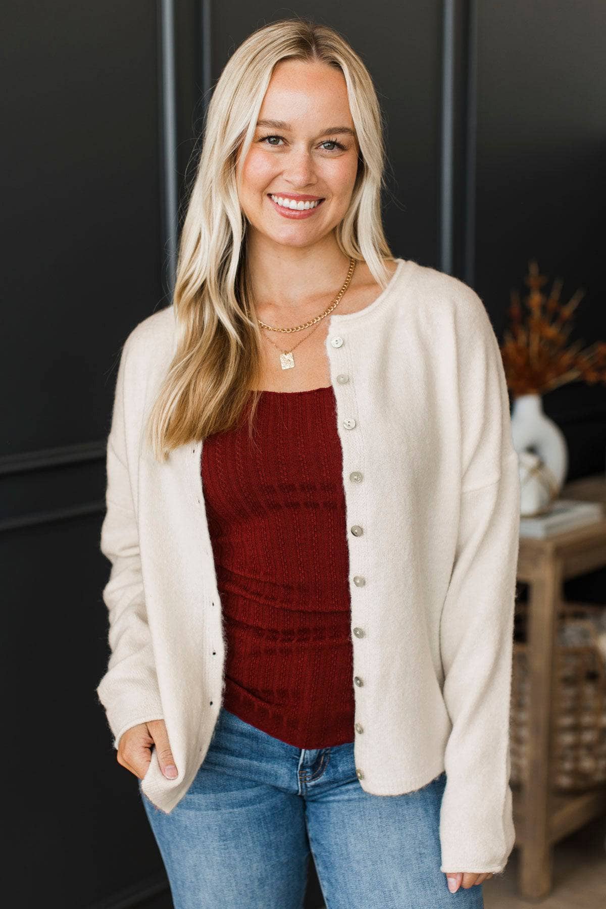 Embracing Warmth Long Sleeve Button Cardigan- Ivory - Image 2